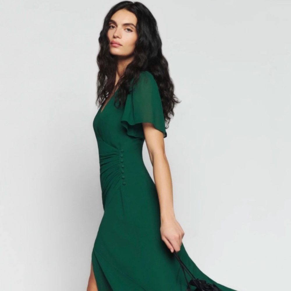 Reformation Breanna Dress Emerald Green Size 4